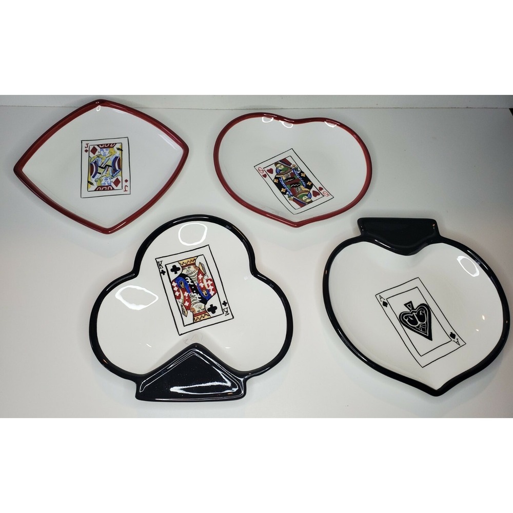 FORMALITIES BY BAUM BROS SNACK PLATE SET Playing Cards Ace King Queen Jack Poker